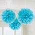 Caribbean Fluffy Decorations 16in-Pack of 3 ( Electric Blue )